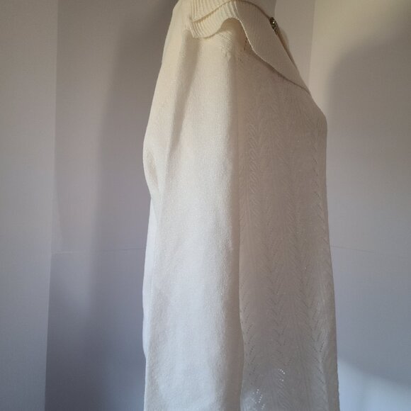 BRIGGS NEW YORK WOMENS SWEATER (L) METALLIC THREAD DOUBLE COLLAR WITH BROOCH - Picture 6 of 9